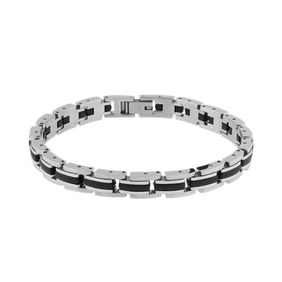 Bracelet en acier et insert résine noire