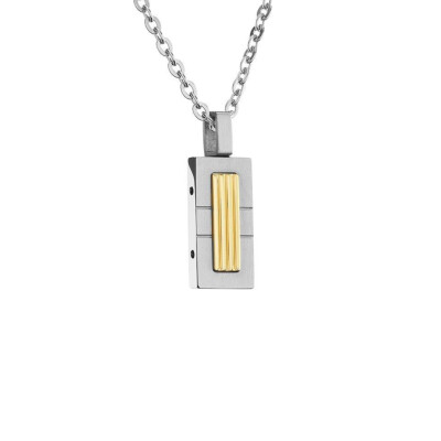 Collier en acier et insert pvd jaune