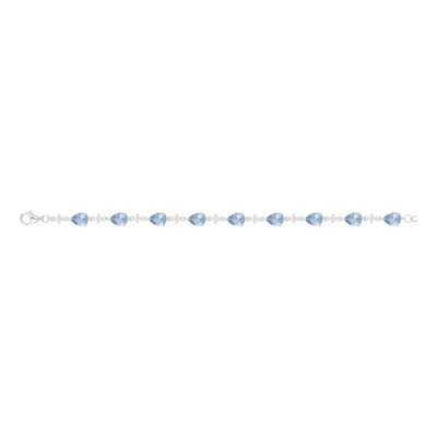 Bracelet Griffe Rouge en argent, oxydes de couleur bleu ciel et oxyde de zirconium