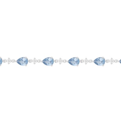 Bracelet Griffe Rouge en argent, oxydes de couleur bleu ciel et oxyde de zirconium