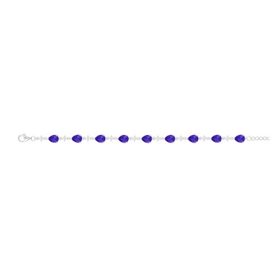 Bracelet Griffe Rouge en argent, oxydes de couleur bleu et oxyde de zirconium