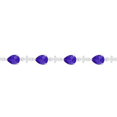 Bracelet Griffe Rouge en argent, oxydes de couleur bleu et oxyde de zirconium