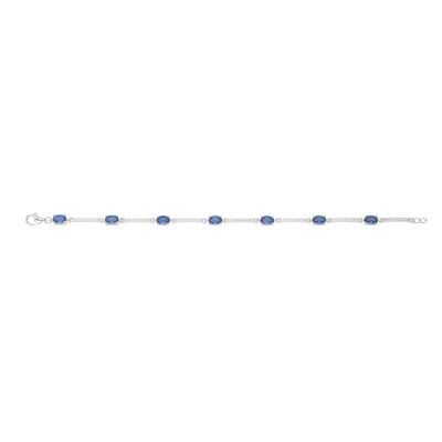 Bracelet Griffe Rouge en argent, oxydes de couleur bleu et oxyde de zirconium
