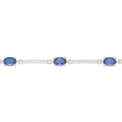 Bracelet Griffe Rouge en argent, oxydes de couleur bleu et oxyde de zirconium