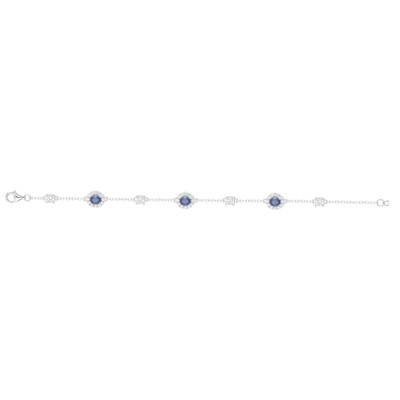 Bracelet Griffe Rouge en argent, oxydes de couleur bleu et oxyde de zirconium
