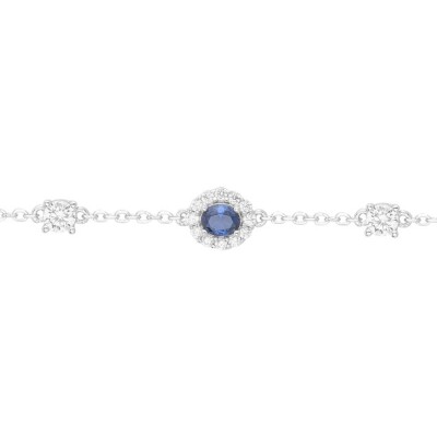 Bracelet Griffe Rouge en argent, oxydes de couleur bleu et oxyde de zirconium