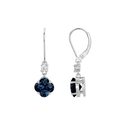 Boucles d'oreilles Griffe Rouge en argent, oxydes de couleur bleu et oxyde de zirconium