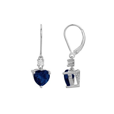 Boucles d'oreilles Griffe Rouge en argent, oxydes de couleur bleu et oxyde de zirconium