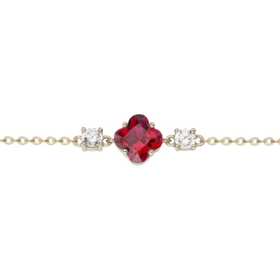 Bracelet Griffe Rouge en plaqué or et oxydes de zirconium