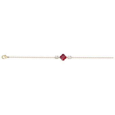 Bracelet Griffe Rouge en plaqué or et oxydes de zirconium