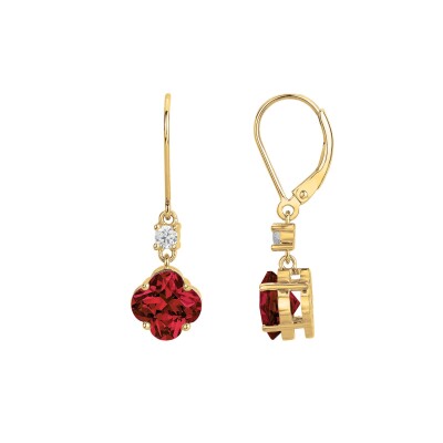 Boucles d'oreilles Griffe Rouge en plaqué or et oxydes de zirconium