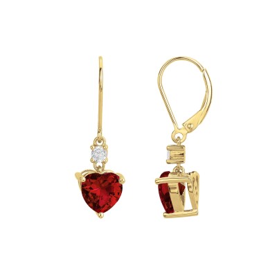 Boucles d'oreilles Griffe Rouge en plaqué or et oxydes de zirconium