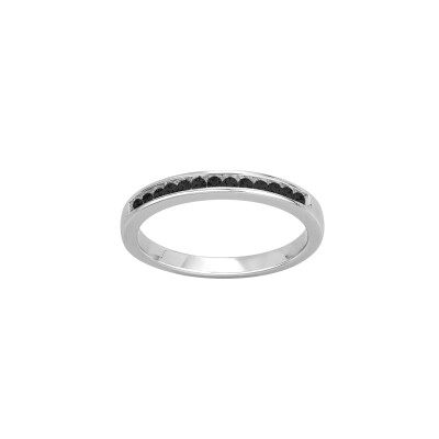 Bague en argent et oxydes de zirconium noirs