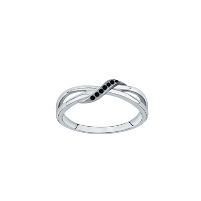 Bague en argent et oxydes de zirconium noirs