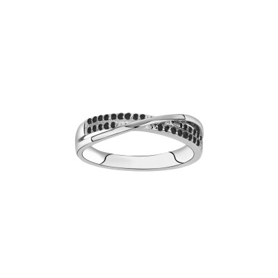 Bague en argent et oxydes de zirconium noirs