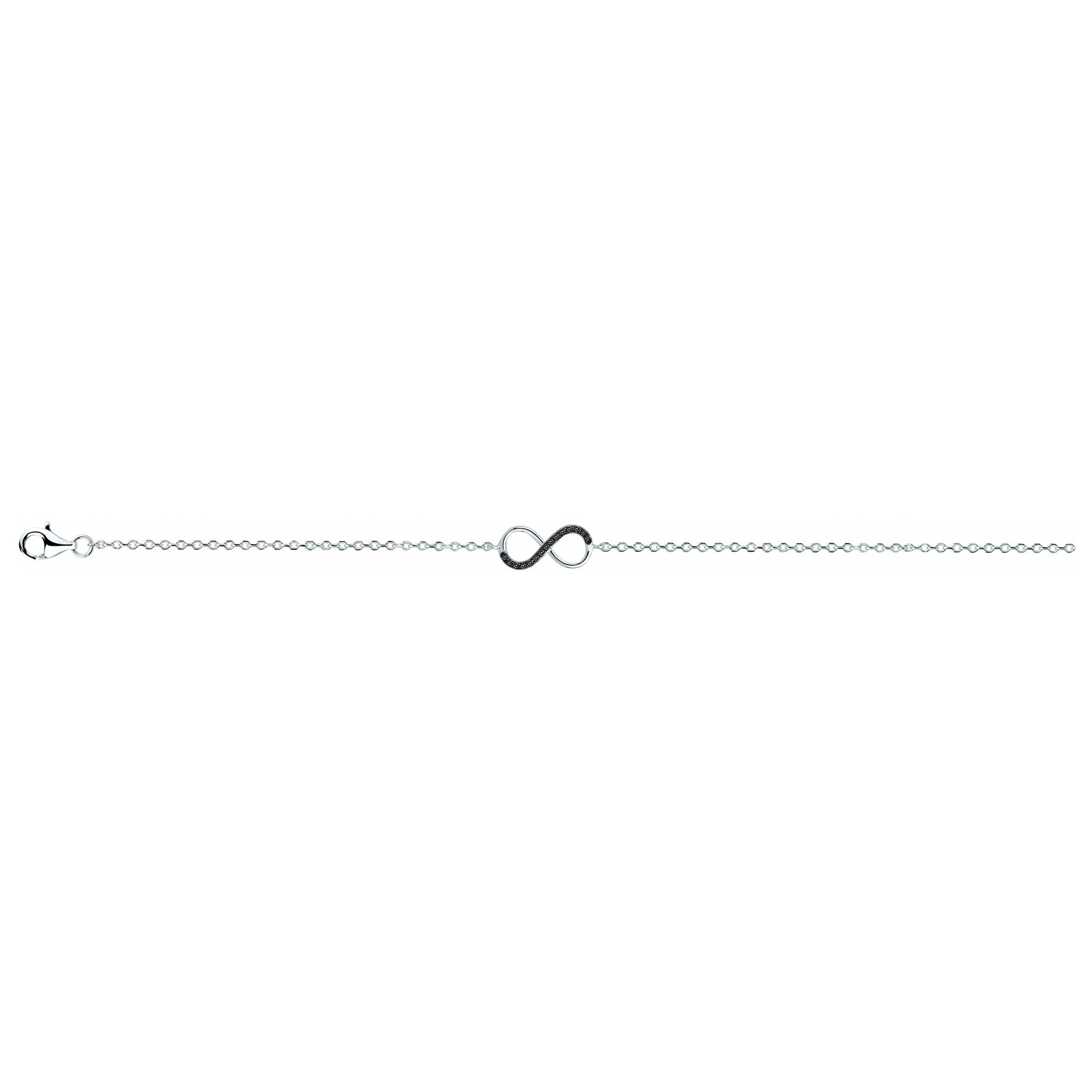 Bracelet en argent et oxydes de zirconium noirs, motif infini vue 2