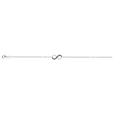 Bracelet en argent et oxydes de zirconium noirs, motif infini