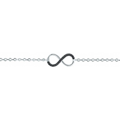 Bracelet en argent et oxydes de zirconium noirs, motif infini