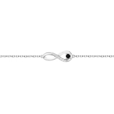 Bracelet en argent, oxydes de zirconium et oxydes de zirconium noirs, motif infini