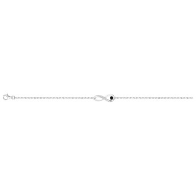 Bracelet en argent, oxydes de zirconium et oxydes de zirconium noirs, motif infini