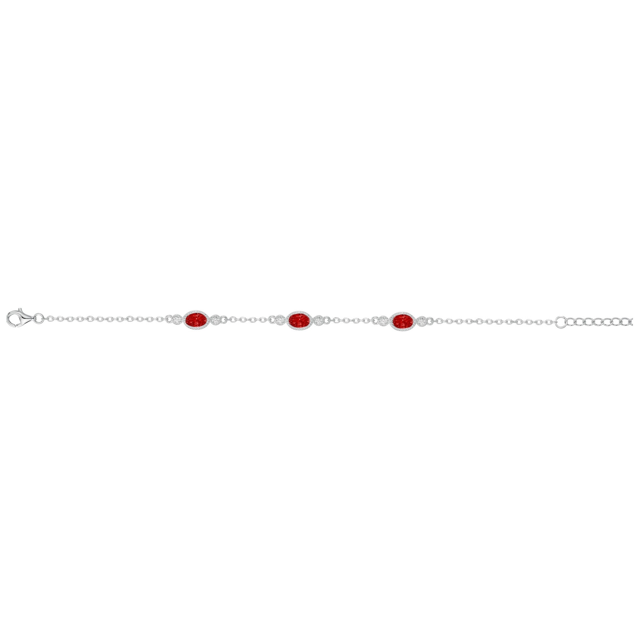 Bracelet en argent, oxyde coloré rouge et oxyde de zirconium vue 2