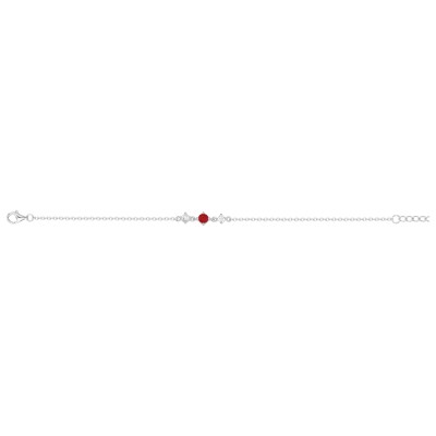 Bracelet en argent, oxyde coloré rouge et oxyde de zirconium