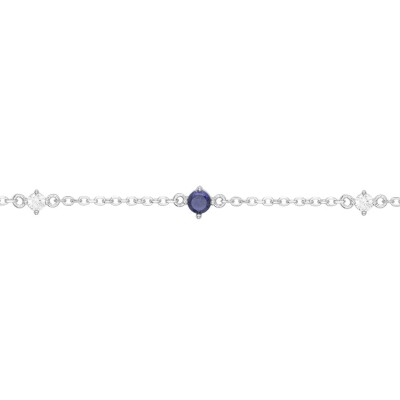 Bracelet en argent, oxydes colorés bleu et oxydes de zirconium