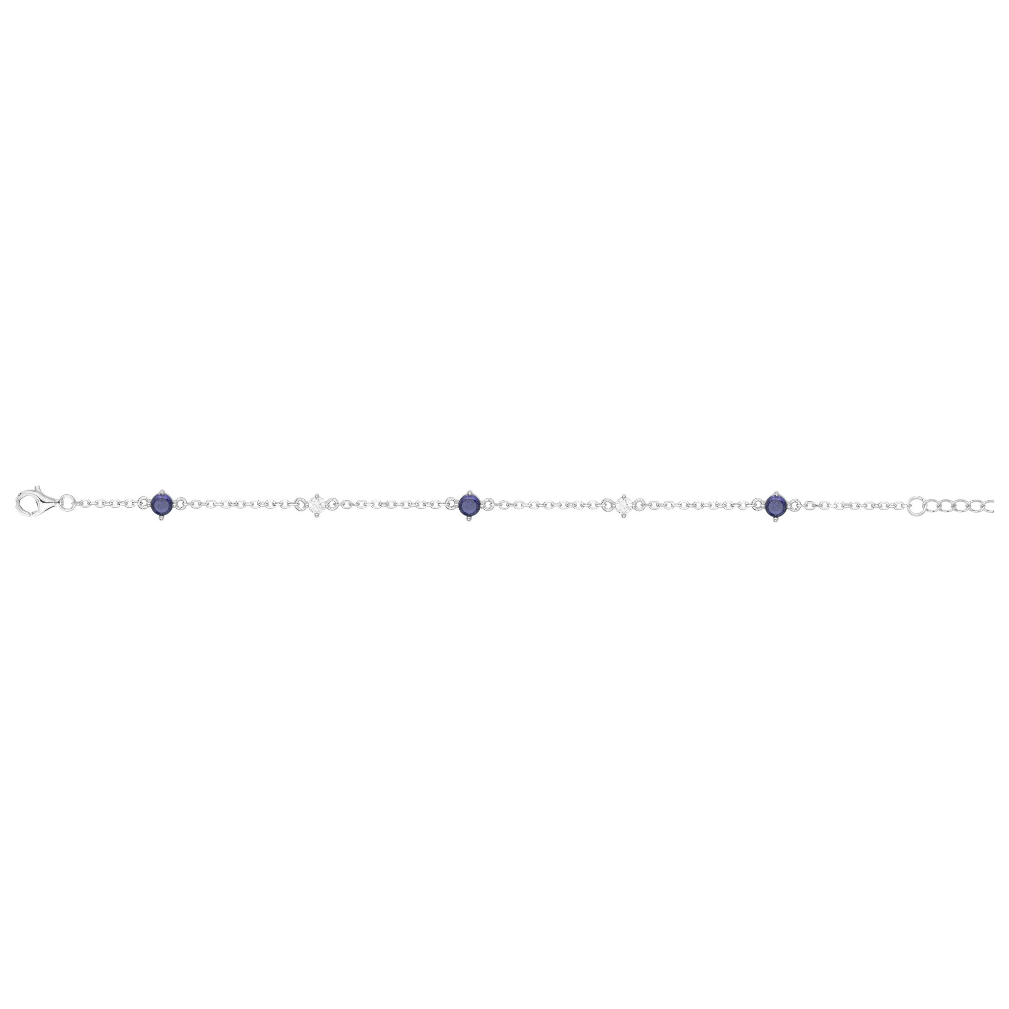 Bracelet en argent, oxydes colorés bleu et oxydes de zirconium vue 2