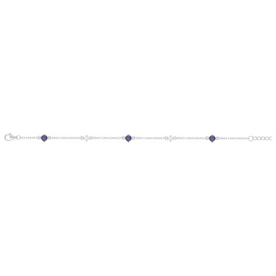 Bracelet en argent, oxydes colorés bleu et oxydes de zirconium