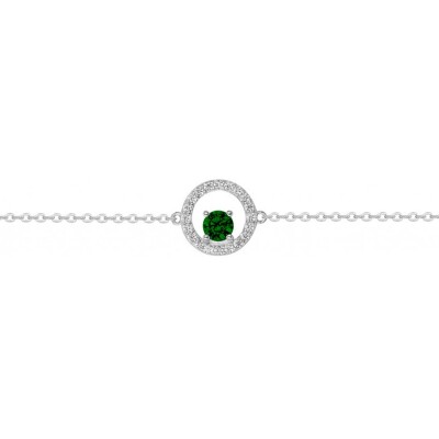 Bracelet en argent, oxyde coloré vert et oxydes de zirconium