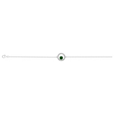 Bracelet en argent, oxyde coloré vert et oxydes de zirconium
