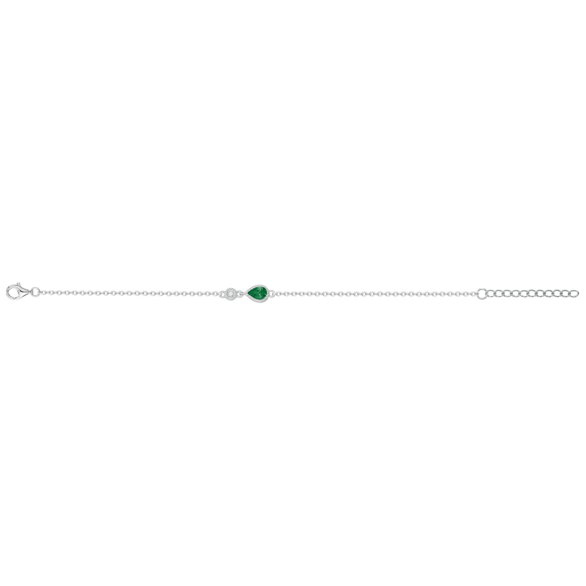 Bracelet en argent, oxyde coloré vert et oxyde de zirconium vue 2