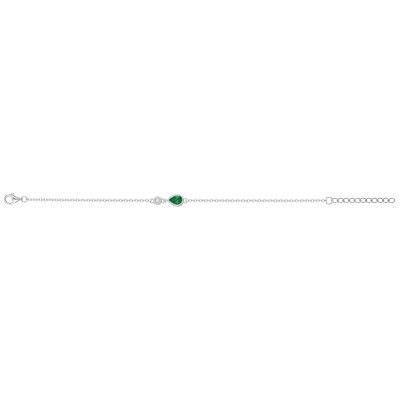 Bracelet en argent, oxyde coloré vert et oxyde de zirconium
