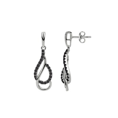 Boucles d'oreilles en argent et oxydes de zirconium noirs