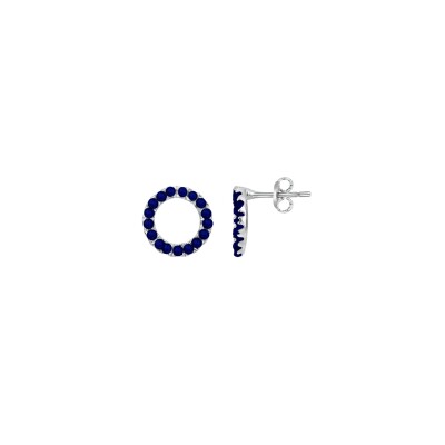 Boucles d'oreilles en argent et oxyde coloré bleu