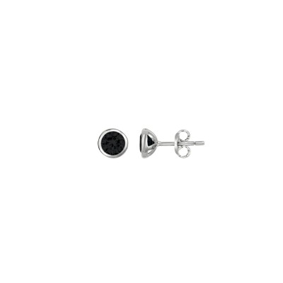 Boucles d'oreilles en argent et oxydes de zirconium noirs