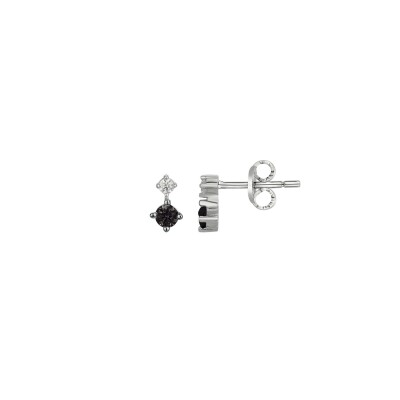 Boucles d'oreilles en argent, oxyde de zirconium noir et oxyde de zirconium
