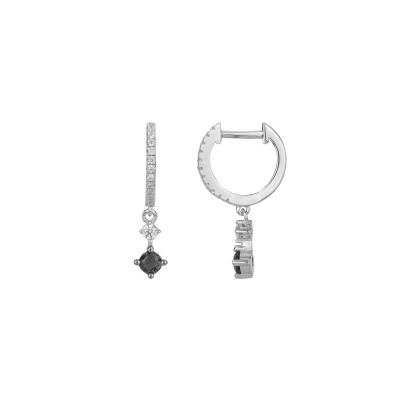Boucles d'oreilles en argent, oxyde de zirconium noir et oxyde de zirconium