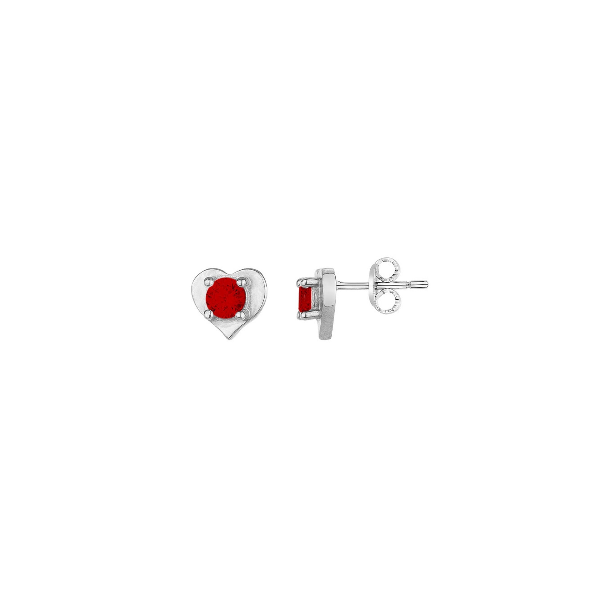 Boucles d'oreilles en argent et oxyde coloré rouge