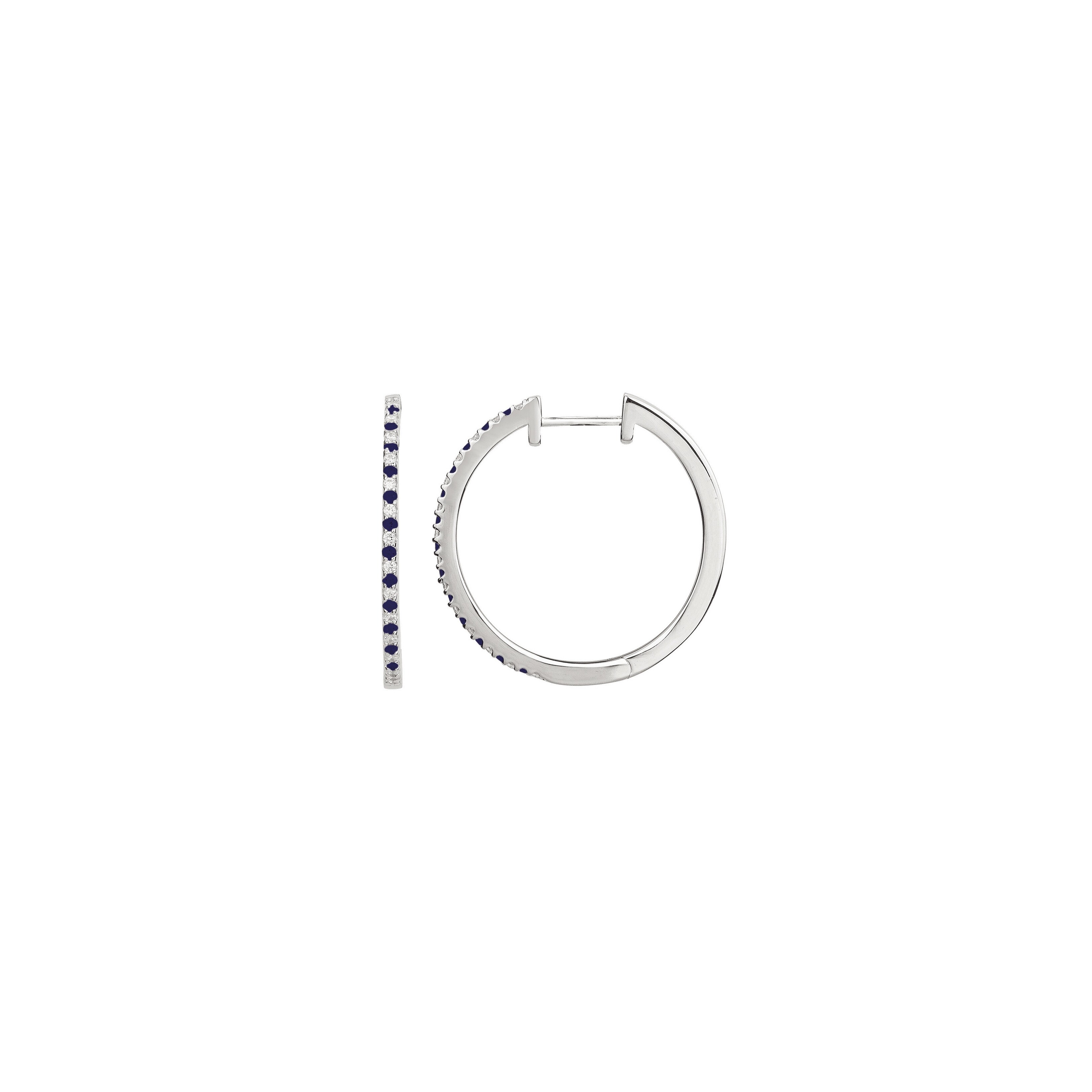Boucles d'oreilles en argent, oxydes de zirconium et oxyde coloré bleu