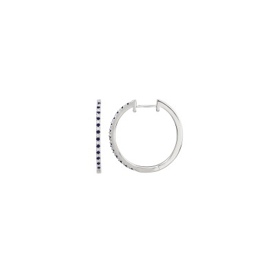 Boucles d'oreilles en argent, oxydes de zirconium et oxyde coloré bleu