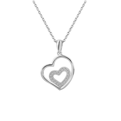 Collier en argent et oxydes de zirconium, motif cœur