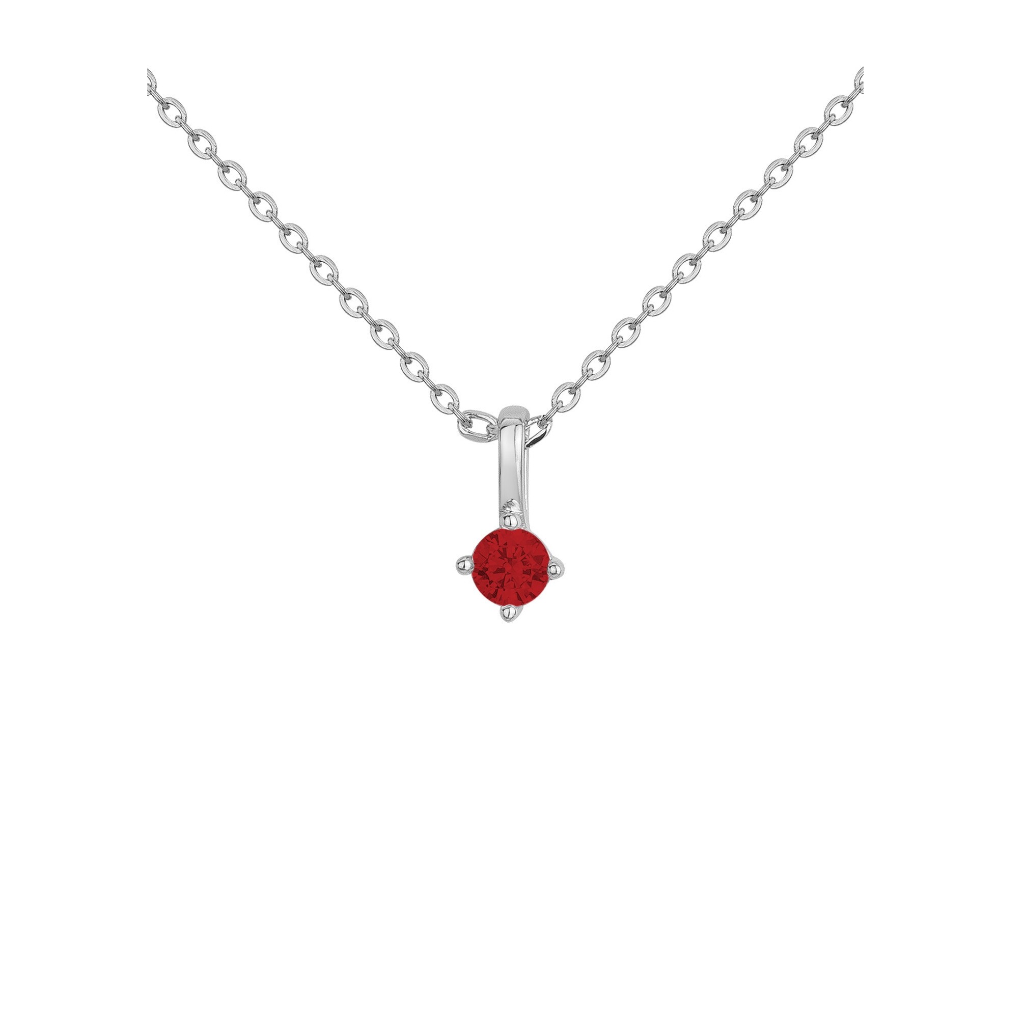 Collier en argent et oxyde coloré rouge