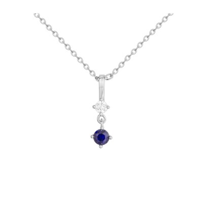 Collier en argent, oxyde coloré bleu et oxyde de zirconium
