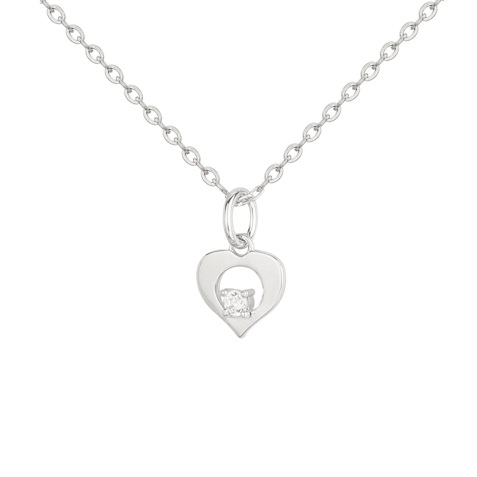Collier en argent et oxyde de zirconium, motif cœur