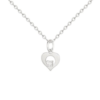 Collier en argent et oxyde de zirconium, motif cœur