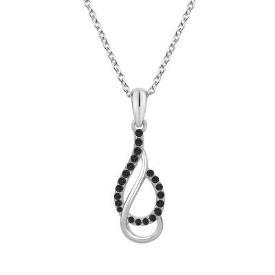 Collier en argent et oxydes de zirconium noirs