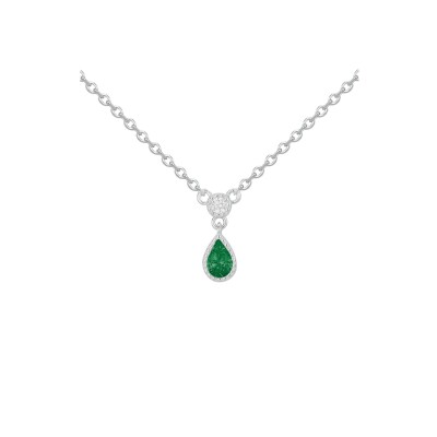 Collier en argent, oxyde coloré vert et oxyde de zirconium