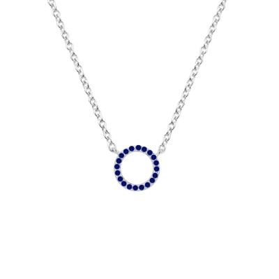 Collier en argent, oxyde coloré bleu et oxyde de zirconium
