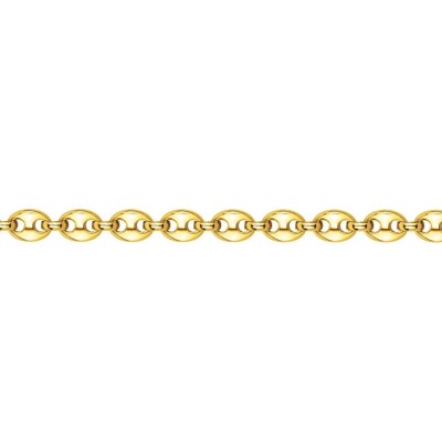 Bracelet en acier pvd jaune maille grain de café